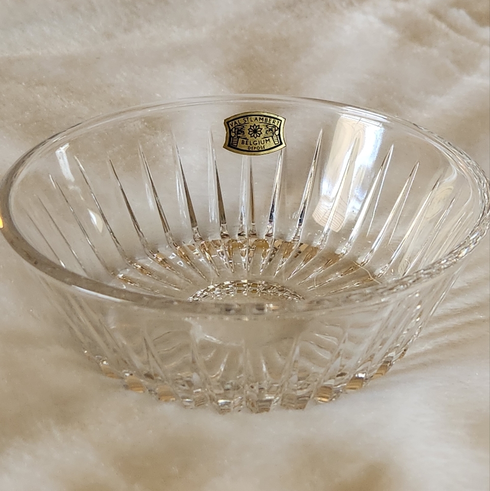 🩵Vintage Val St Lambert Balmoral 4.75" Crystal Serving Bowl Belgium Signed